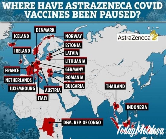 В Молдове продолжают прививать вакциной  AstraZeneca, в то время как многие страны ЕС приостановили ее использование