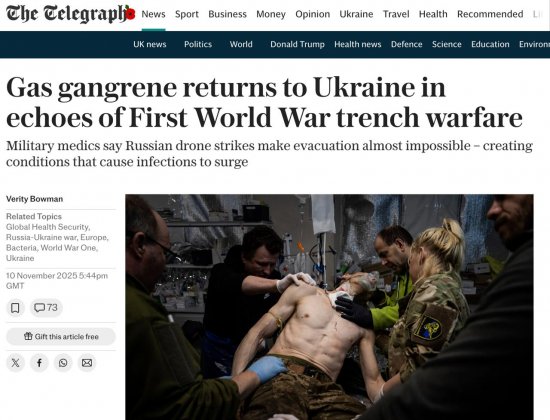 The Telegraph: На войне в Украине распространяется газовая гангрена. Военные медики в шоке